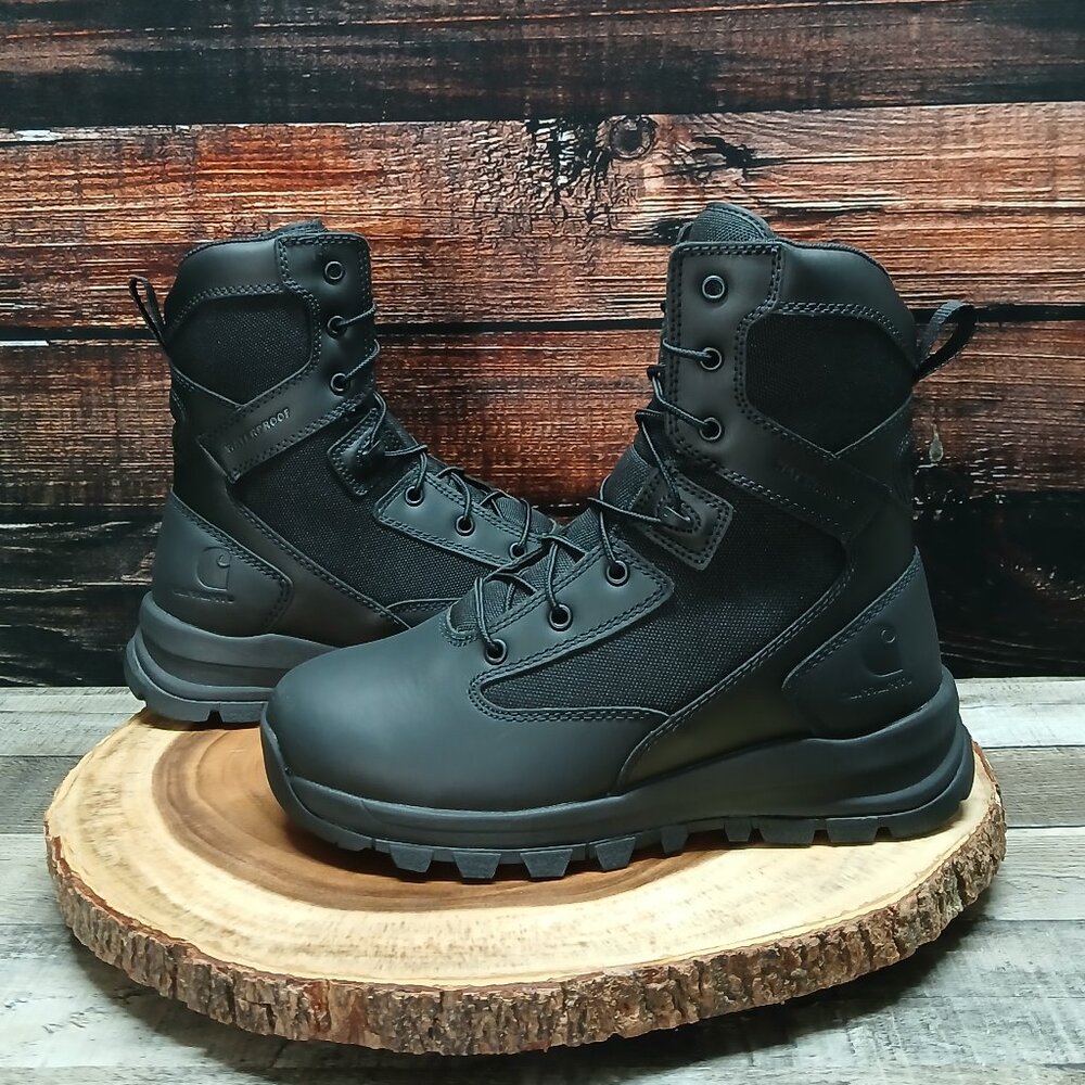 NEW Carhartt Gilmore Boots Mens 7.5 Wide Waterproof Black Side Zip Hiking FH8021